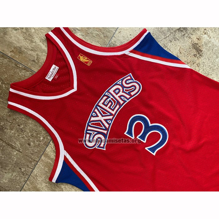 Camiseta Philadelphia 76ers Allen Iverson NO 3 Mitchell & Ness 1996-97 Rojo